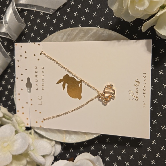 LC Lauren Conrad Gold Tone Origami Bunny Necklace NWT - Picture 5 of 8